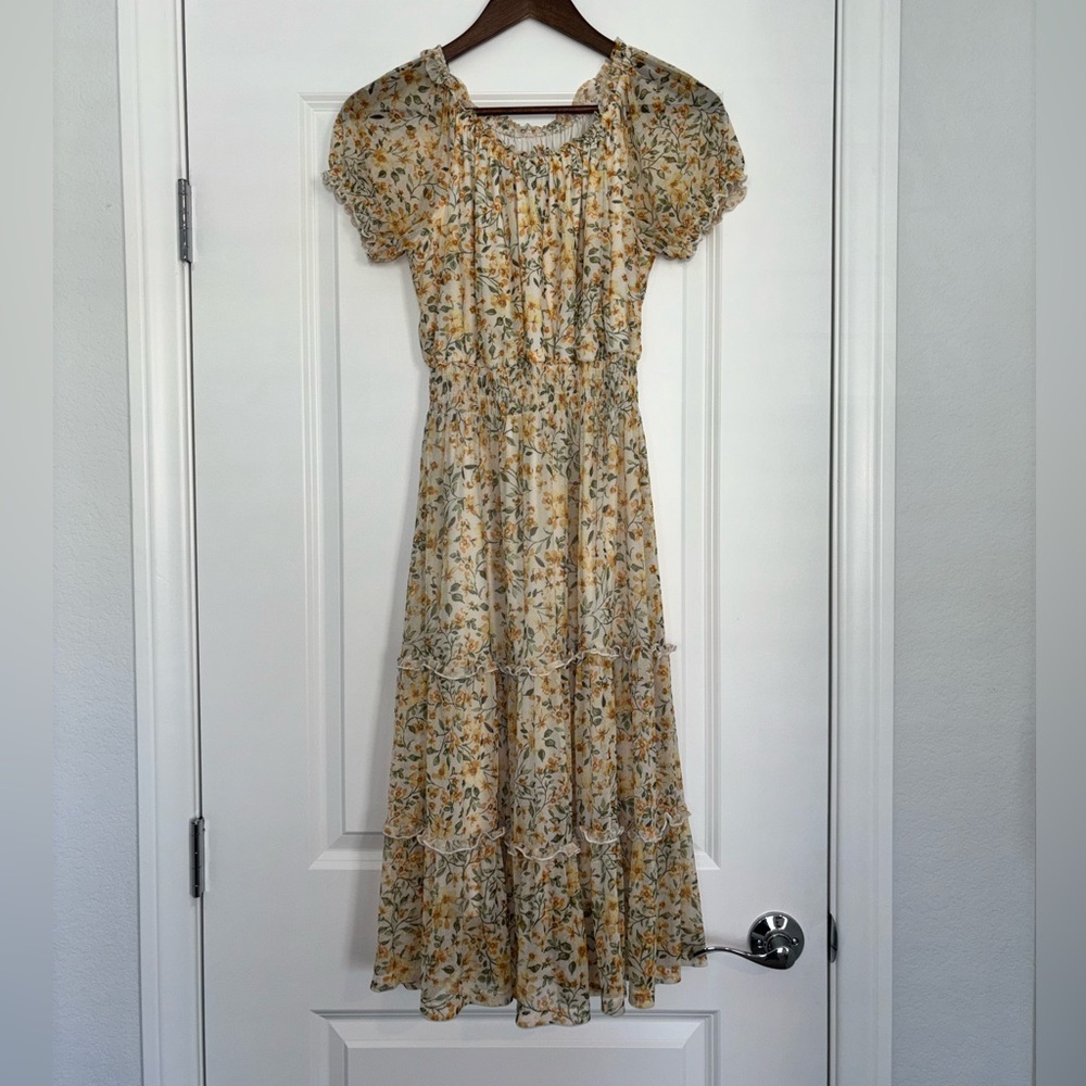 Cottagecore, Feminine, Romantic, Casual, On/Off Shoulder Kate and Lily Dress